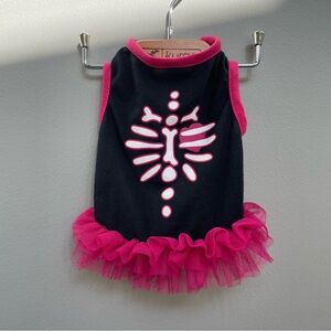 Black & Hot Pink Skeleton Tutu Costume Dress - XS